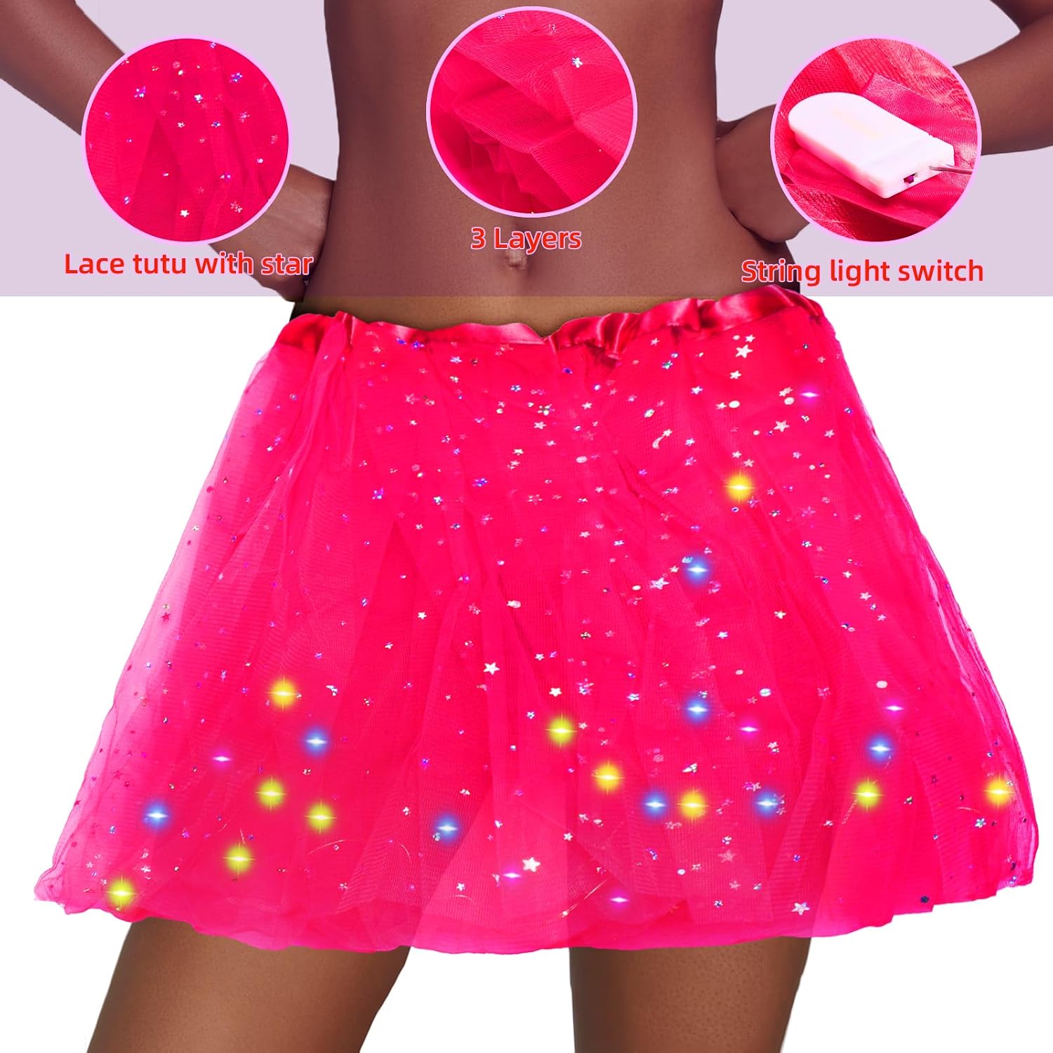 Women's Light Up Tutu Skrit LED Tutus Tulle Dance Skirts