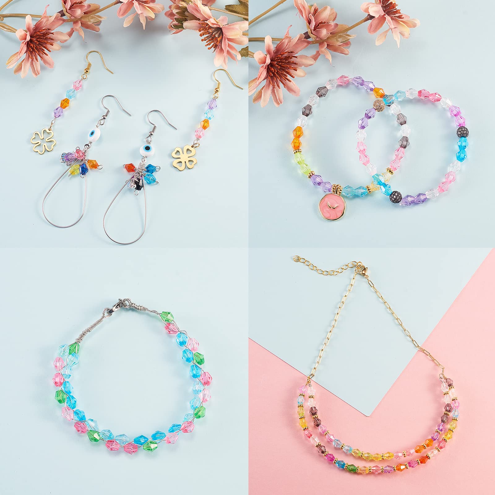 LEGENTLISUR 7896 Pezzi Perline per Braccialetti Sfaccettato Perline Colorate Set di Braccialetti per Creare Gioielli Fai Da Te Perline Gioielli Fai Da Te Artigianato 4 mm