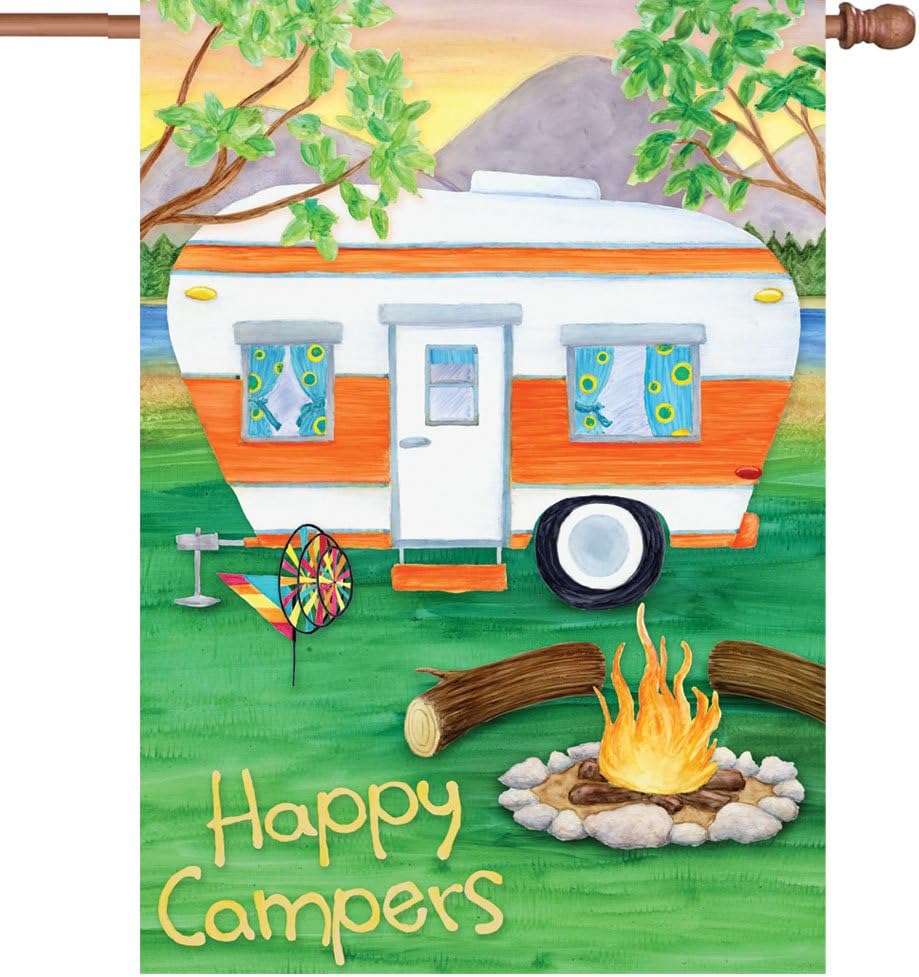 Premier Kites 52093 House Premier Soft Flag, Happy Campers, 28 by 40-Inch