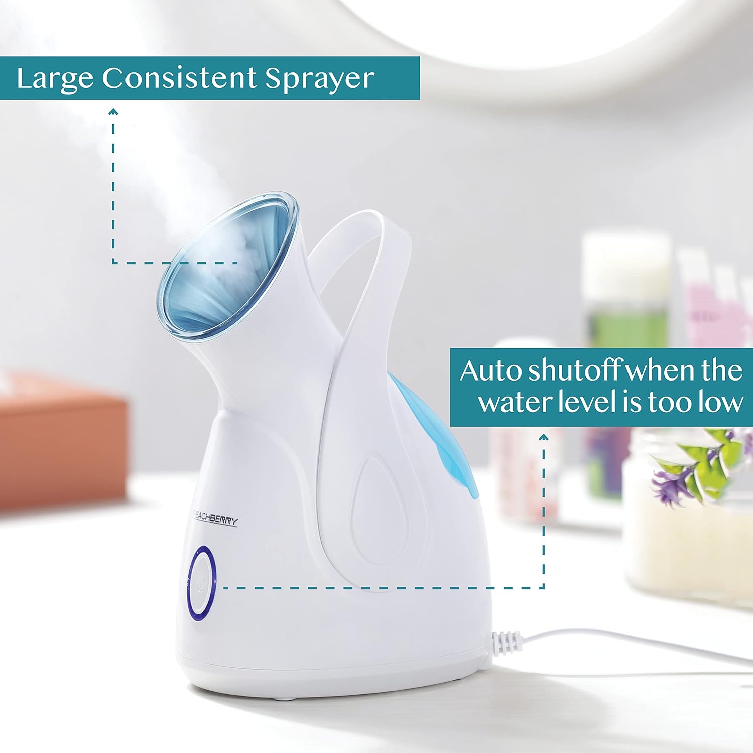 PEACHBERRY Nano-Cure Medical Facial Steamer Vaporizer Inhaler for Cold, Nose, Face, Cough & Sinus with Nano-Ionic Technology, Steam breath machine for Adult Kids Best for Men/Women Beauty (PB-1002) PEACHBERRY Nano-Cure Medical Facial Steamer Vaporizer Inhaler for Cold, Nose, Face, Cough & Sinus with Nano-Ionic Technology, Steam breath machine for Adult Kids Best for Men/Women Beauty (PB-1002)