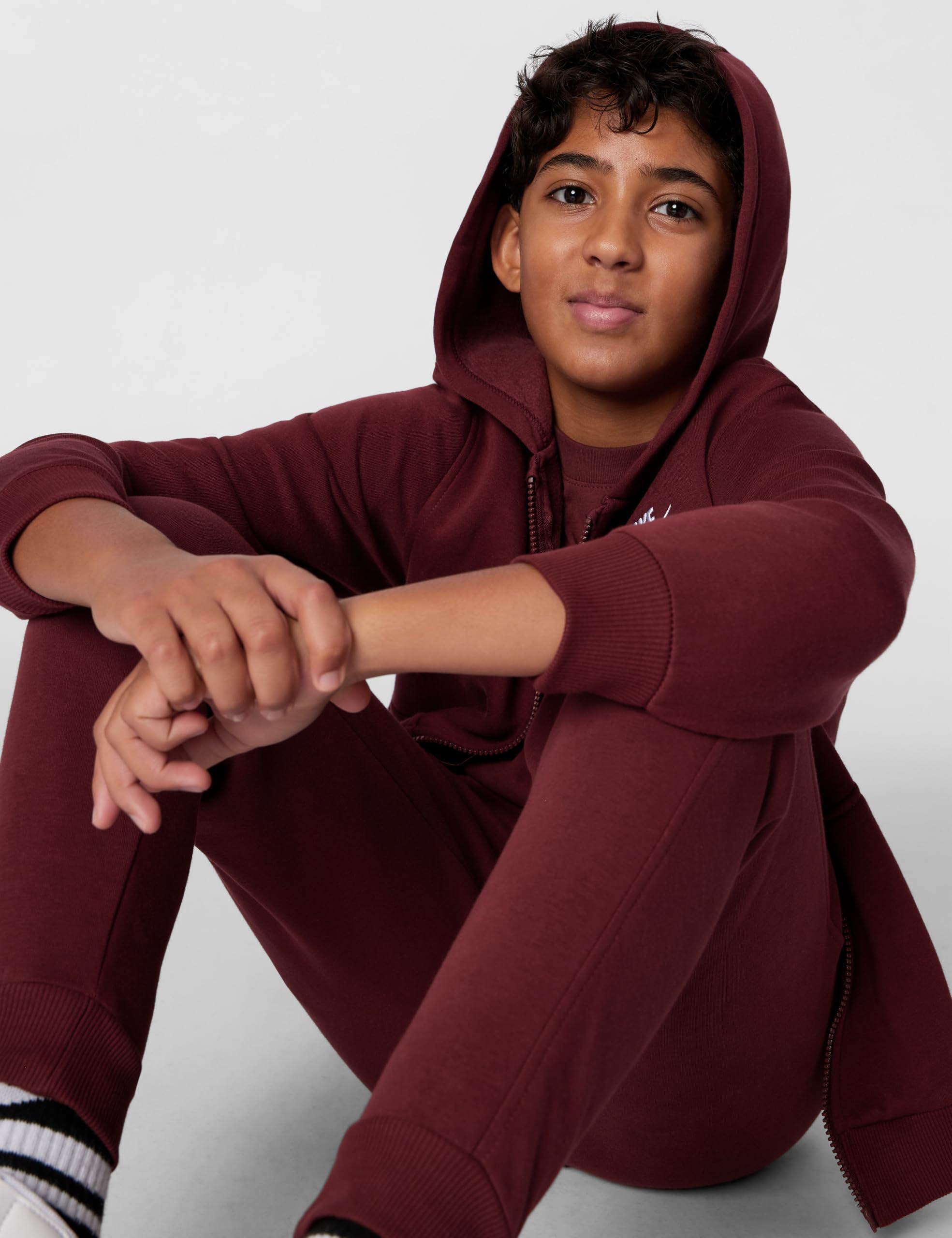 NIKE Sudadera de Niños con Capucha y Cremallera Club Fleece Burdeos