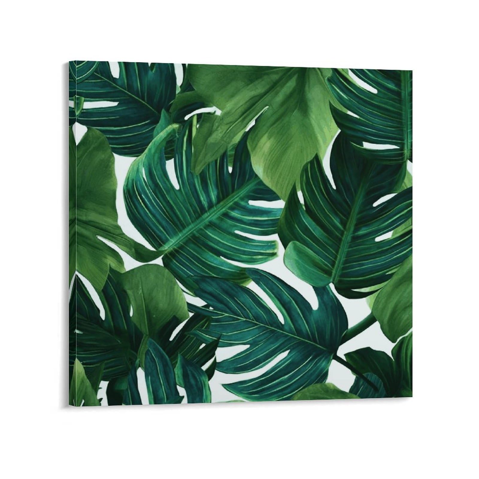 KLOPH Banana Leaves Canvas Wall Art for Living Room 10x10inch Modern Artwork Painting for Bathroom Hanging Canvas Prints Aesthetic Wallart for Bedroom Kitchen Office Wall Decor