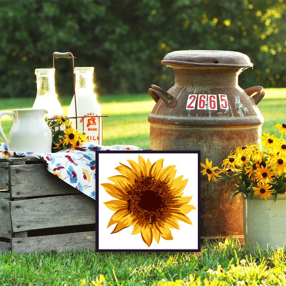 FINGERINSPIRE 4Pcs Layered Sunflowers Painting Stencil 30x30cm Reusable Sunflowers Pattern Drawing Template Plants Theme Decoration Stencil for Painting on Wood Wall Paper Furniture - Image 4