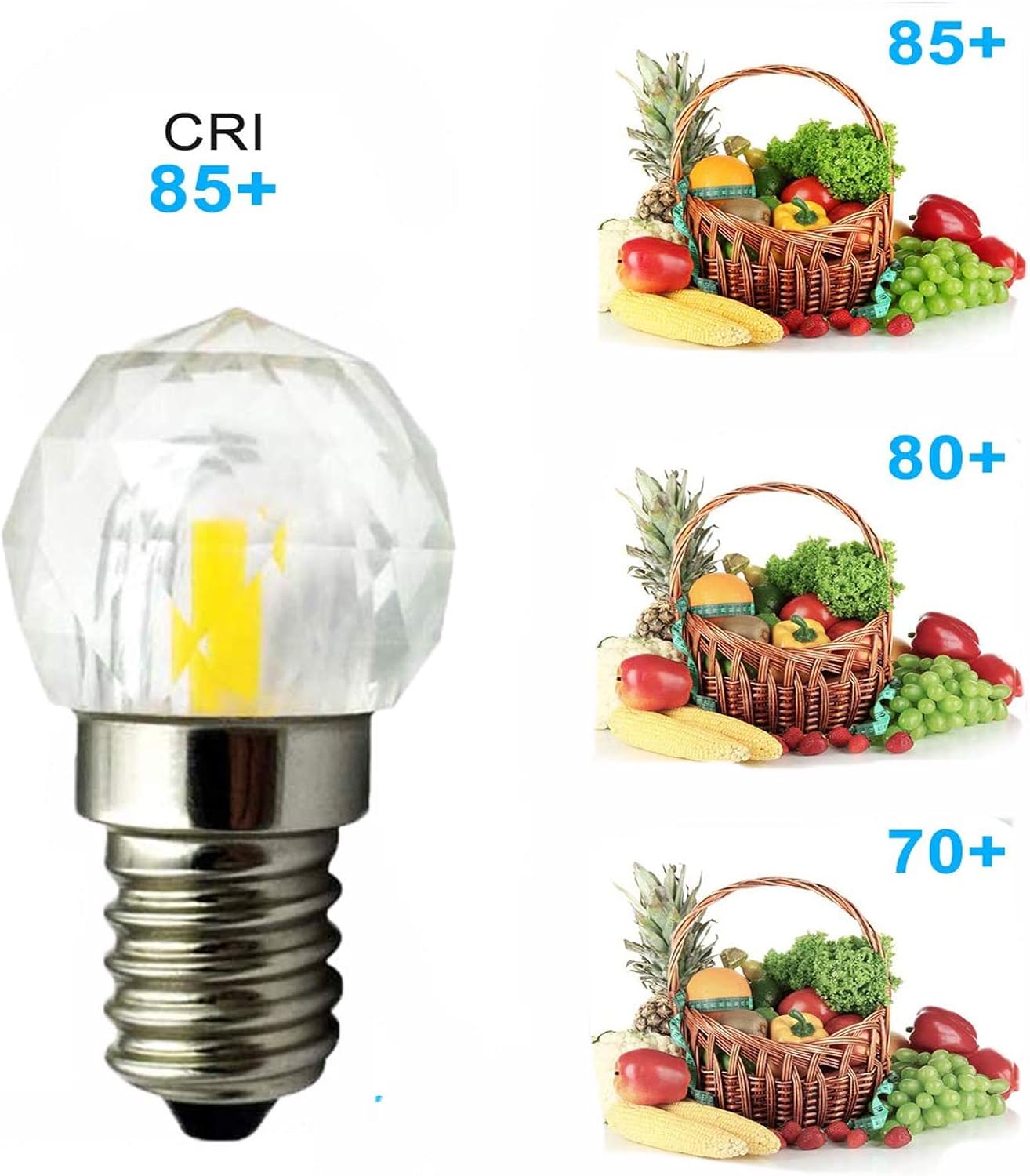 2W E12 Mini Globe Crystal LED Light Bulb Dimmable COB Bulbs 20W Incandescent Equivalent Warm White 3000K E12 Candelabra Base 300LM for Desk Lamps Ceiling Fan Chandelier Home Lighting, 3 Pack