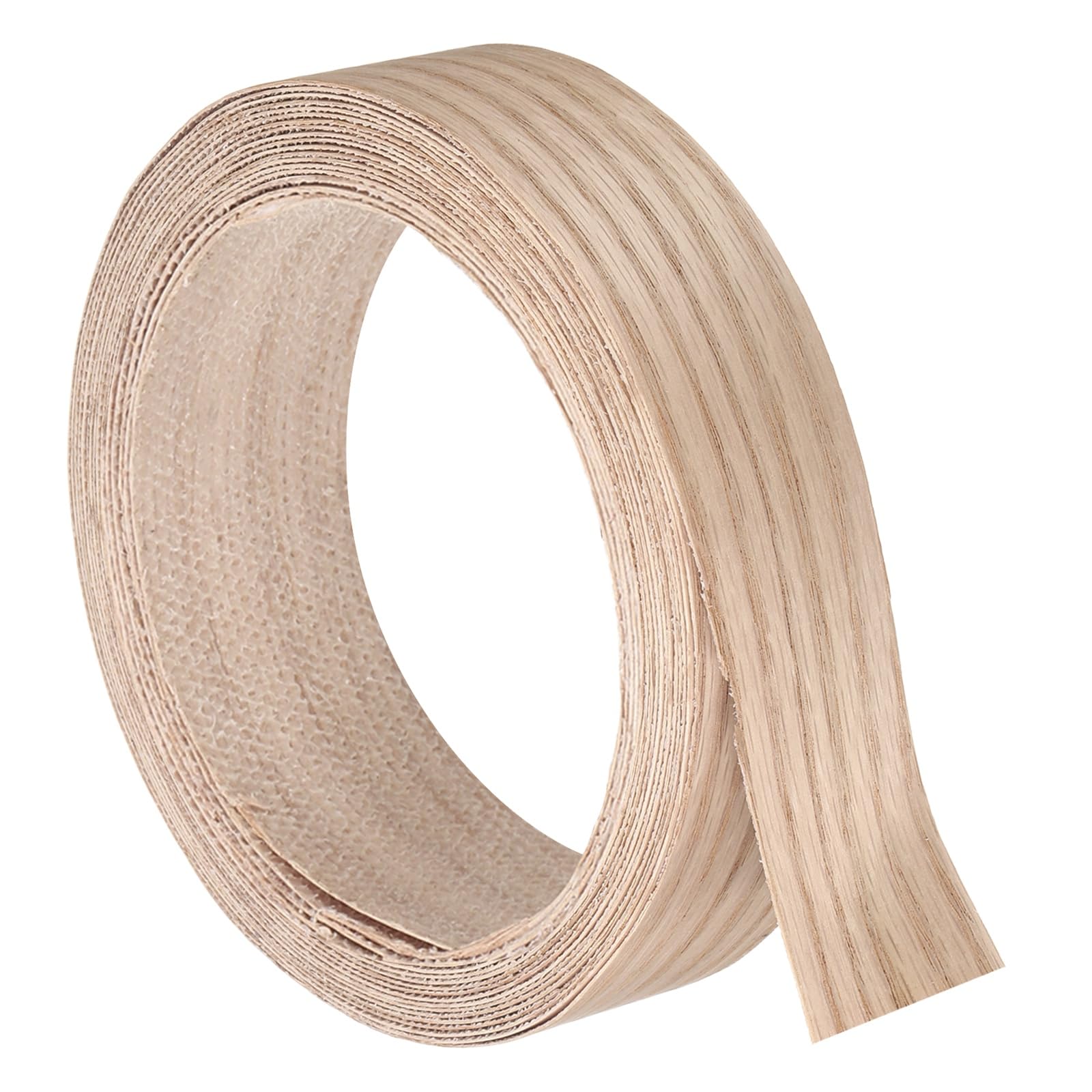sourcing map 38mm x 5m (WxL) Wood Veneer Edge Banding, Pre-Glued Flexible Red Oak Edging Strips, Iron on with Hot Melt Adhesive Wood Tape for Cabinet Repair and Furniture Restoration