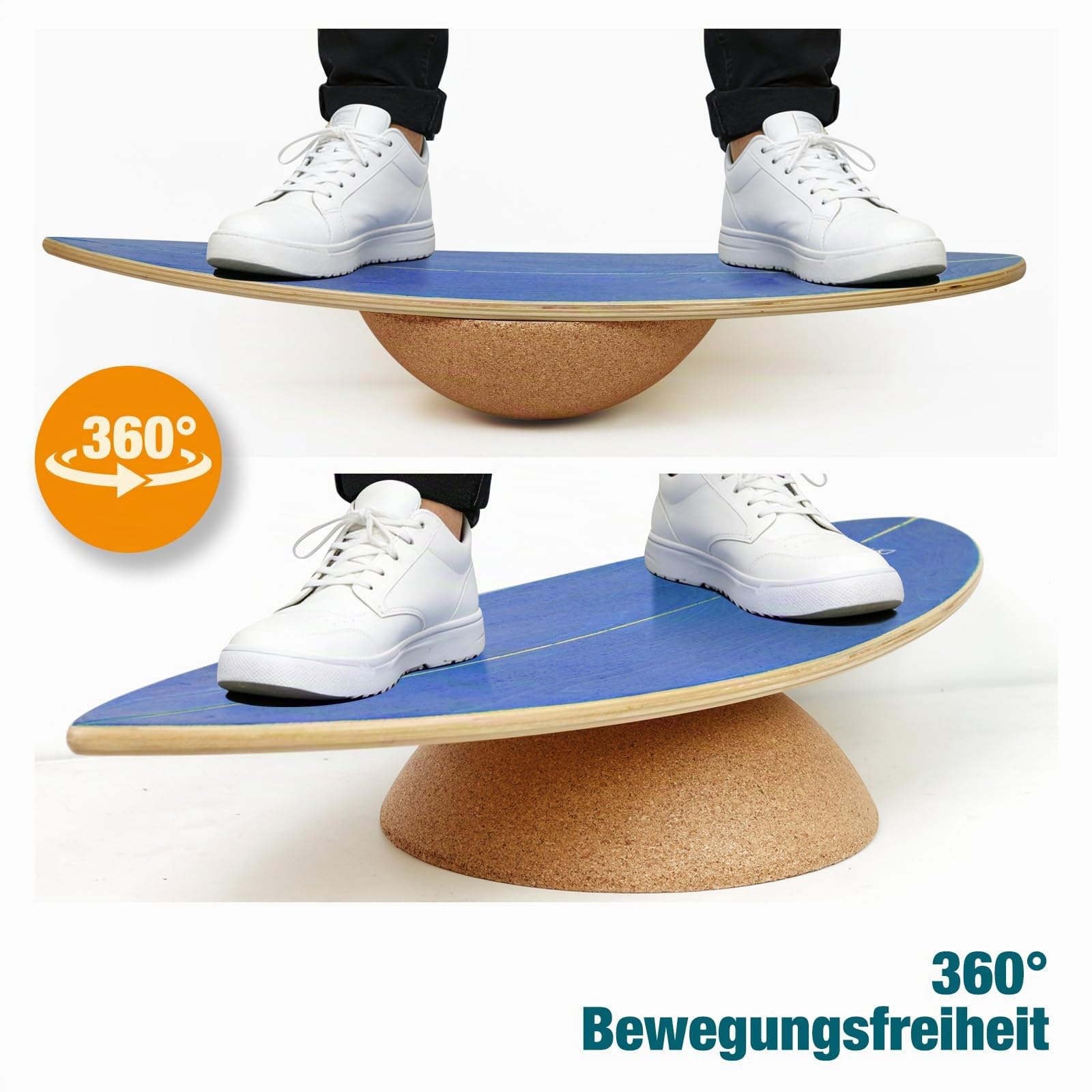 DH FitLife Kork-Halbkugel für Surfing Balance Board Set aus Premium-Kork | 100 % Naturkork｜360° Bewegungsfreiheit｜Rutschfest & bodenschonend｜Universell einsetzbar｜Für Wackelbrett, Plank & Liegestütze