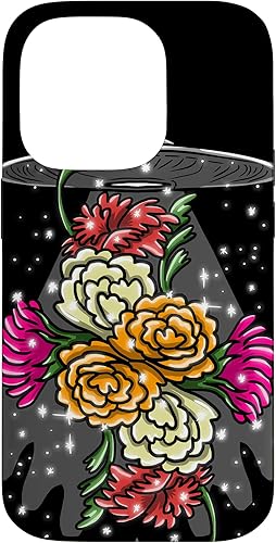 Funda de regalo para iPhone 14 Pro Alien Floral UFO Girly Extraterrestre Space Lover