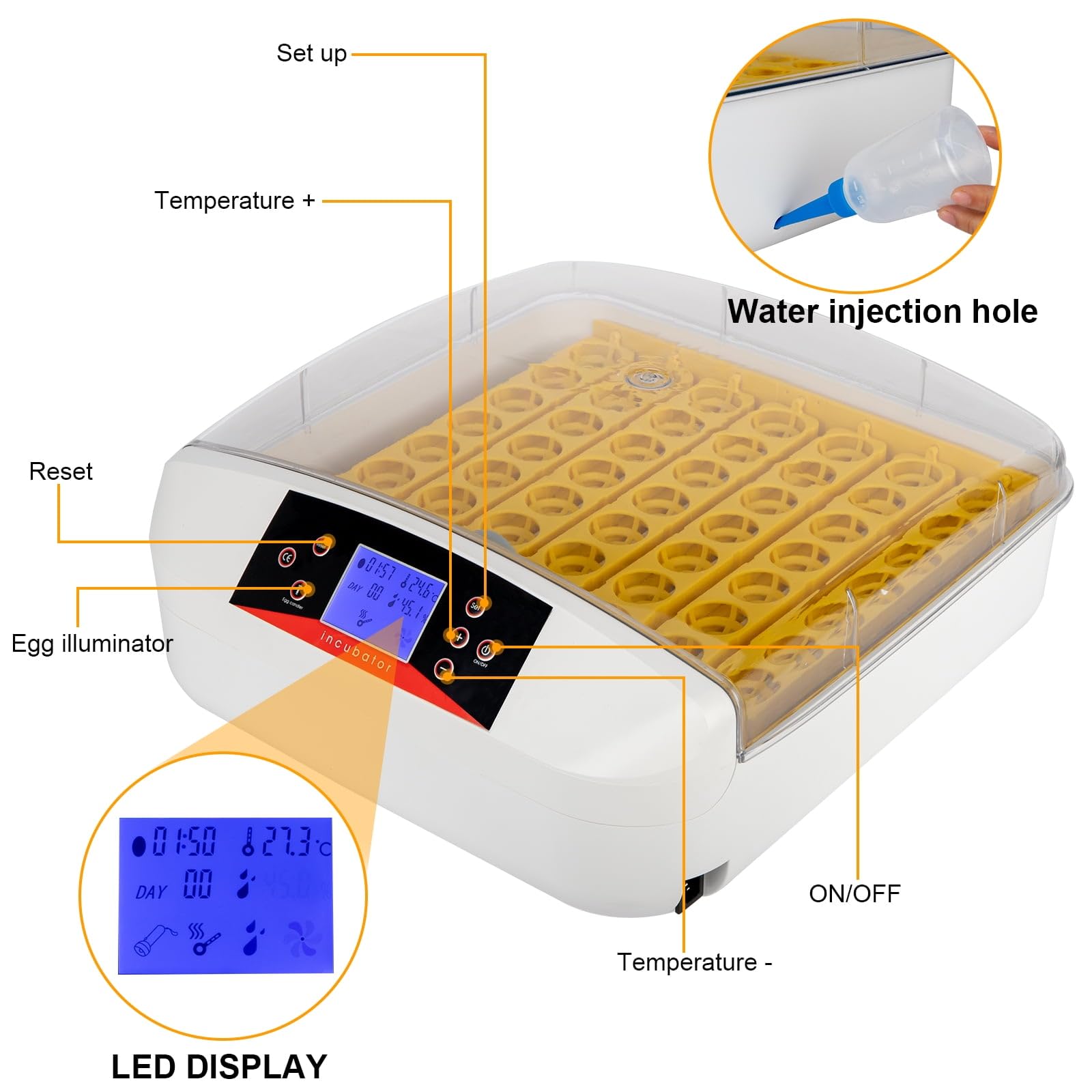 孵卵器(56個用) Amazon.co.jp: 孵化卵用孵卵器、LEDライト付き56個自動孵卵器、転卵と