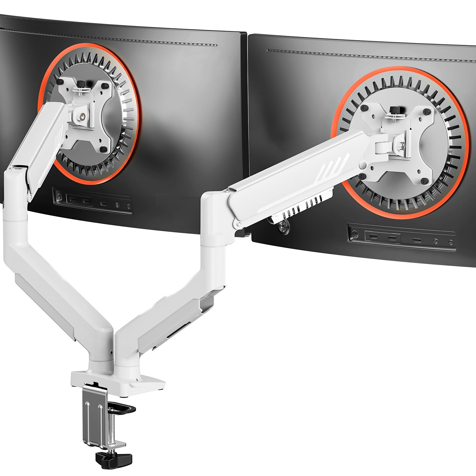 ErGear Soporte para monitor para 2 monitores, soporte de monitor totalmente ajustable para 13-32 pulgadas, brazo dual de instalación rápida con montaje VESA sin herramientas, carga máxima de 9 kg