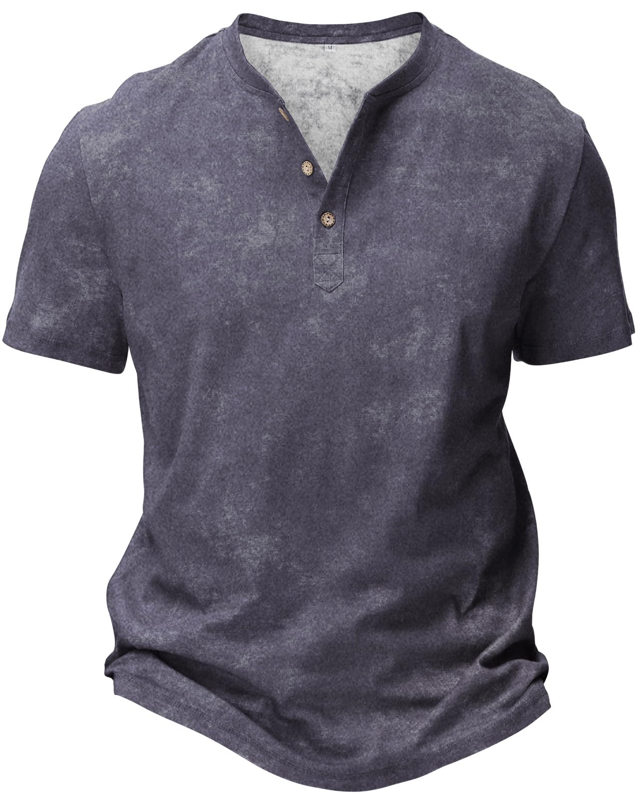 HMIYA Hemd Herren 100% Baumwolle Vintage Henley Shirt Kurzarm T-Shirts für Herren Sommerhemd Beiläufig Männer