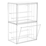 Acrylic Display Case for Collectibles 3 Layer Adjustable Figure Display Case with Magnetic Door Clear Stackable Display Box for Figures Showcase 2Pack