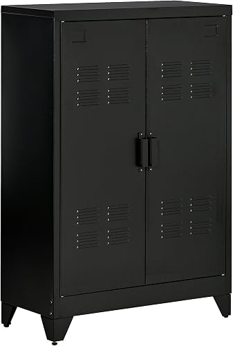 Armoire de Bureau à 3 Niveaux Métallique Noir HOMCOM