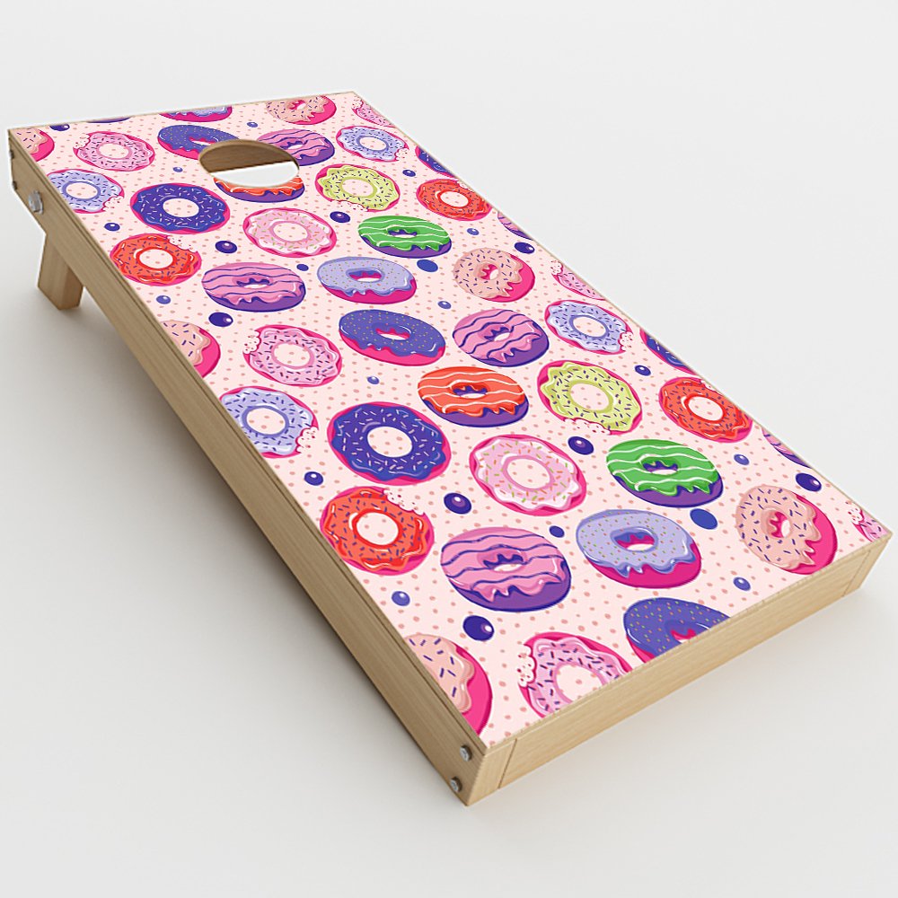 Skin Decal Vinyl Wrap for Cornhole Game Board Bag Toss (2xpcs.) Skins Stickers Cover/Yummy Donuts Doughnuts Pink