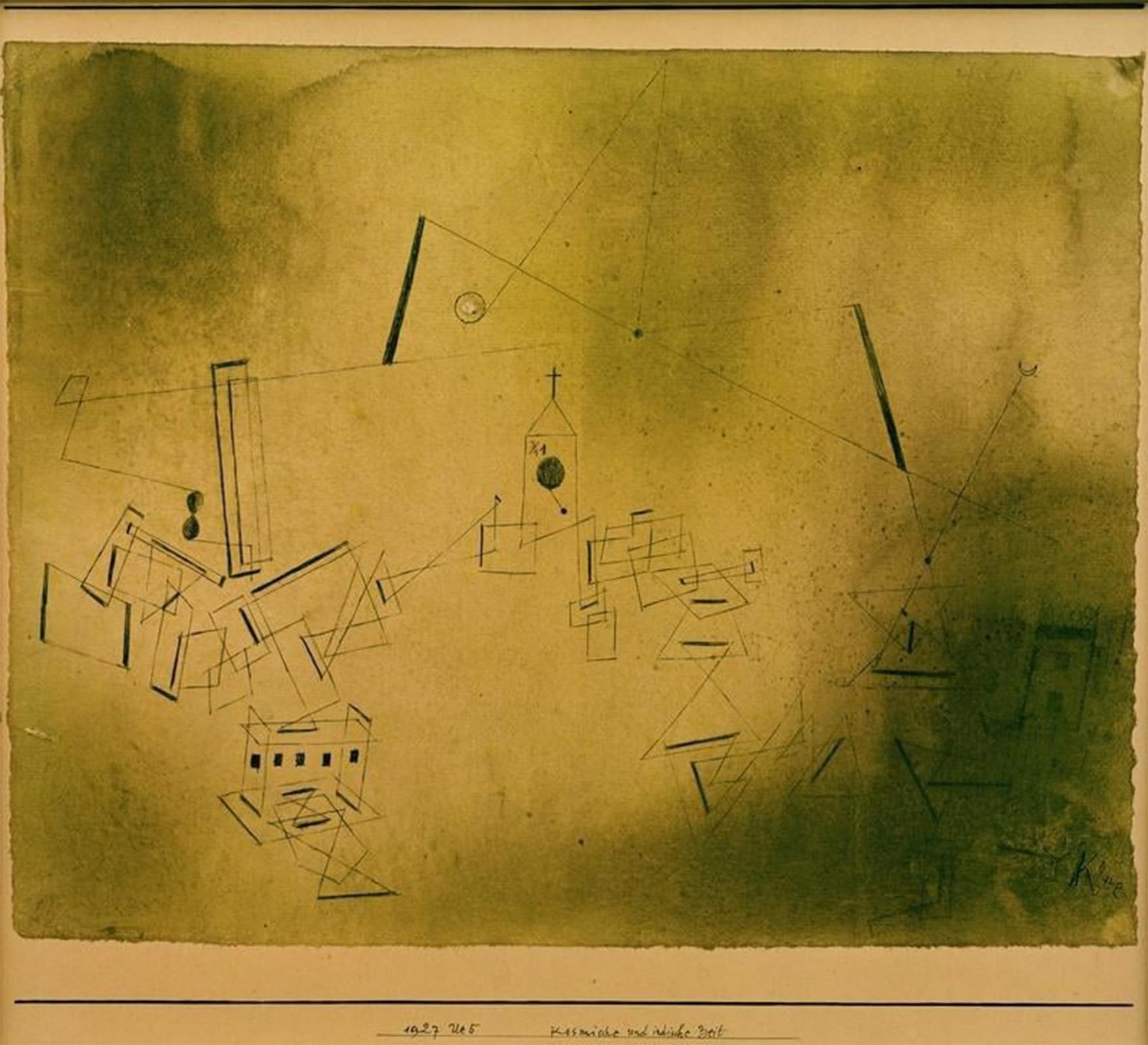 SERENDIPITP Vintage Picture Print on Canvas Wall Art Poster Cosmic and Earthly Time by Paul Klee Artwork Print Poster for Wall Decor 60x90cm