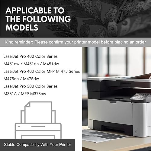 Miniatura 2 de 305A Cartucho de tóner negro de alta capacidad de repuesto para 305A CE410A 305X CE410X Toner para HP Pro 400 Color M451dn M451nw M451dw MFP M475dw