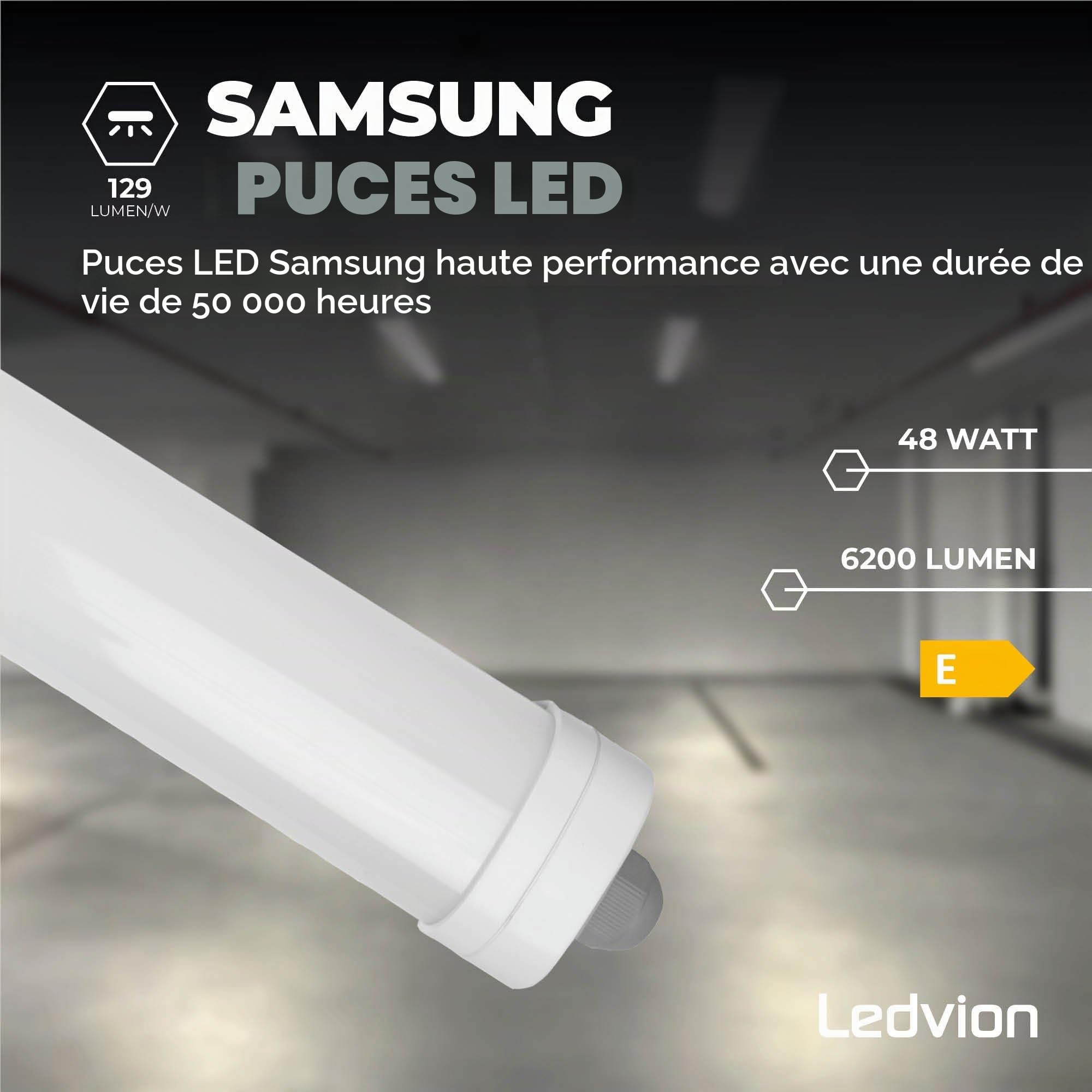 Ledvion lot 6 Boîtier de Reglette 150cm 48W 130lm/W 4000K IP65