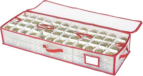 Miniatura 9 de Sattiyrch Caja de almacenamiento para adornos navideños de plástico con cierre con cremallera - Almacena hasta 64 adornos navideños estándar de 3