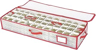 Sattiyrch Plastic Christmas Ornament Storage Box with with Removable Trays - Box Contributes Slots for 96 Holiday Ornaments 2.36 Inch - Keeps 96 Xmas Holiday Ornaments (96)