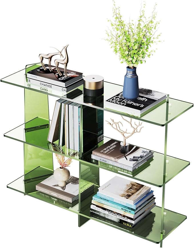 Amazon.com: solaround Acrylic Bookshelf, Small 3 Tier Open Bookcase for Small Spaces,Sofa Table, Hallway Entry Table for Home Living Room (Green, 39.4'' x 11.8'' x 31.5'') : Home & Kitchen