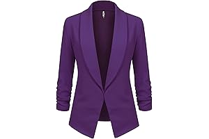 Women's Plus Size Purple 3/4 Sleeve Open Front Blazer