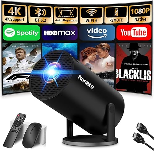 Miniatura 12 de [Actualizado 2026] Mini proyector compatible con 4K 1080P FHD Auto Keystone 270° giratorio con WiFi 6 y Bluetooth 5.2 proyector portátil compatible