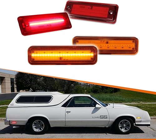 Vista 12 de ADIIL Luces LED ámbar de lente transparente para marcadores laterales del parachoques delantero compatibles con Chevrolet El Camino GMC Caballero