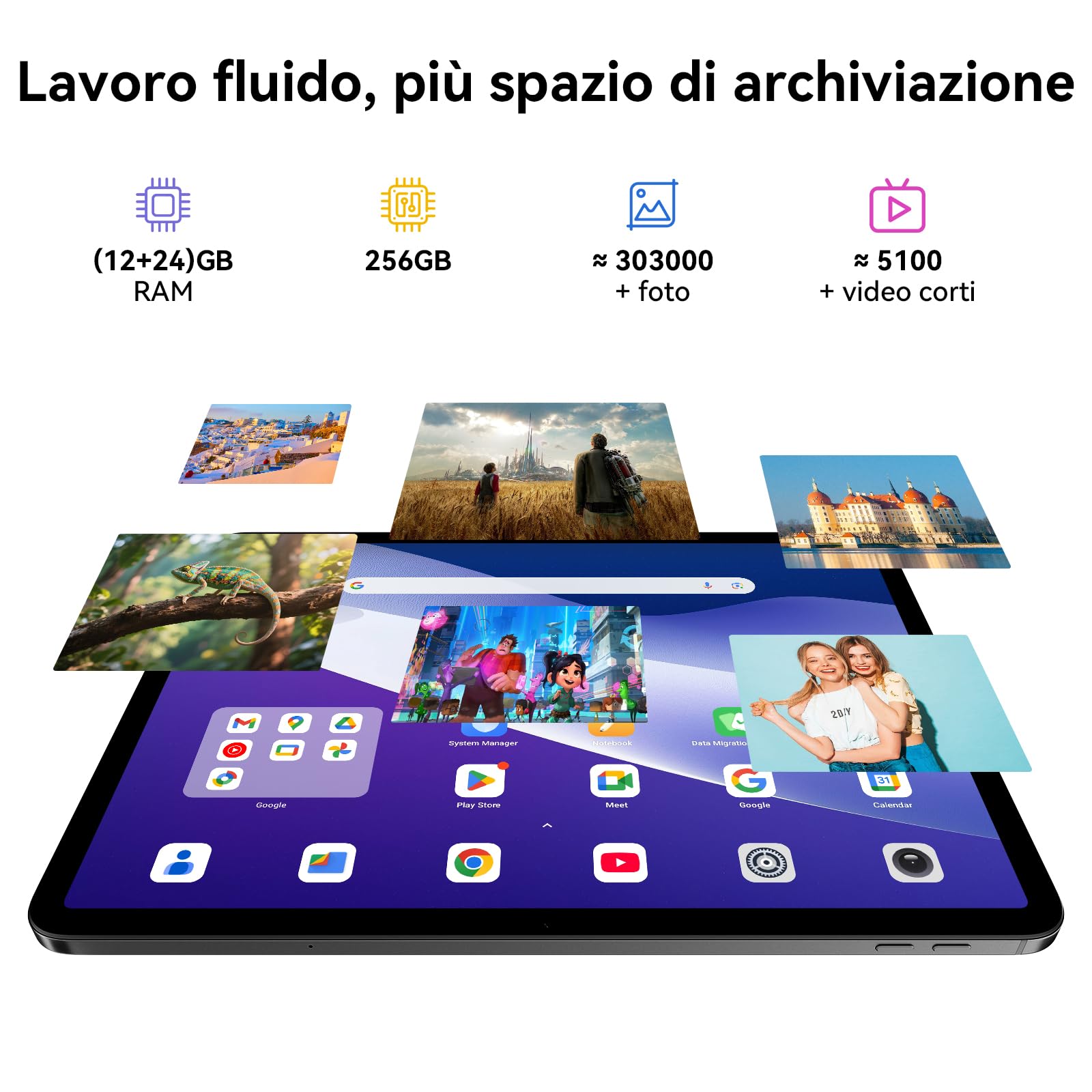 Blackview Link8 Tablet 13 Pollici,Android 15 Tablets con Tastiera Penna,36GB RAM+256GB ROM,90Hz Octa Core G100 Tablet 8400mAh,16MP+13MP 2K FHD Display/Gemini AI/Widevine L1/5G WiFi/GPS/Facciale ID