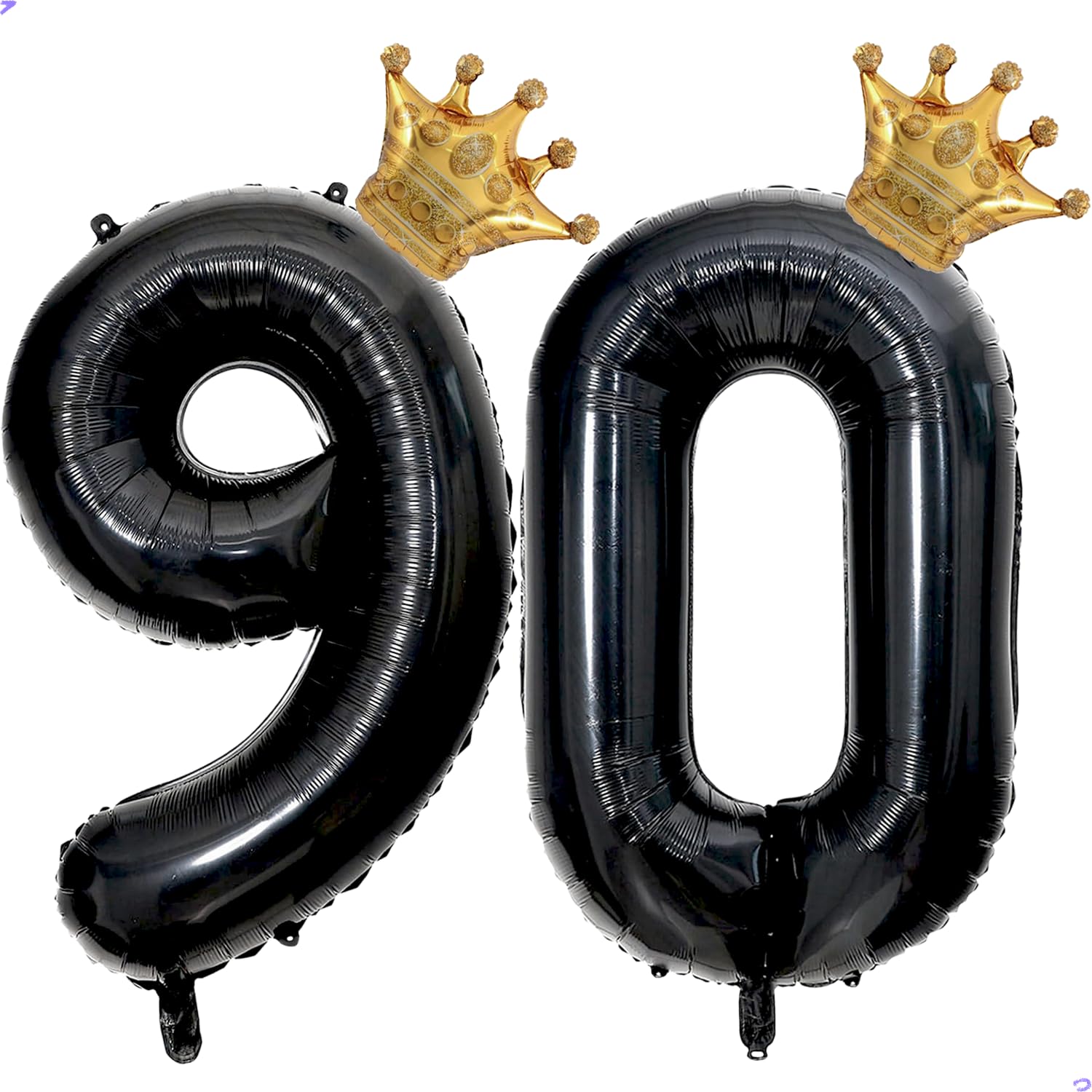 40 inch Large Black 90 Balloon Number with Gold Crown Balloons 90th Birthday Big Foil Mylar Helium Balloon for Women Man 90th Birthday Anniversary Decorations Supplies Favors(Number 90 Balloons）
