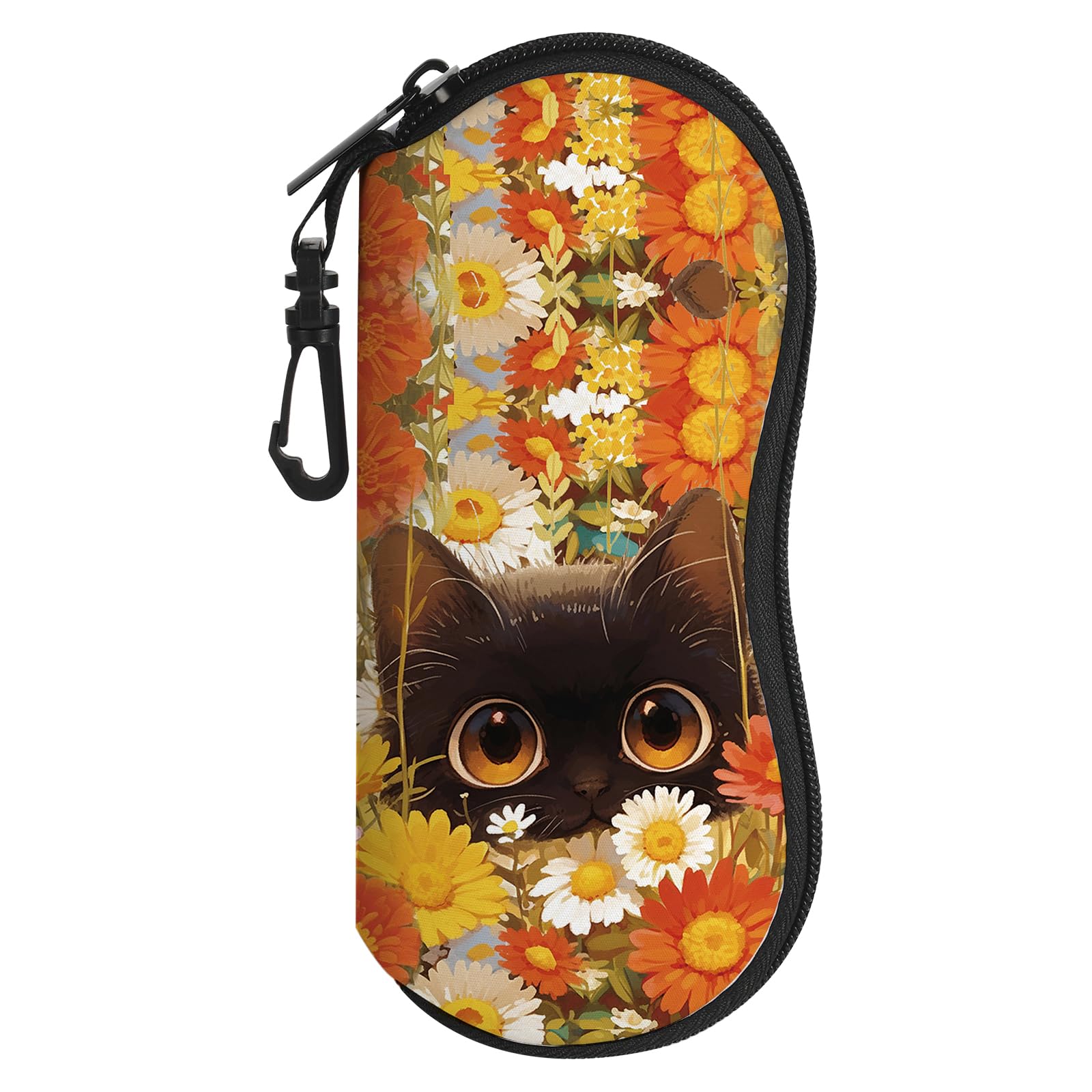 Sunglasses Soft Case, Cute Ultra Light Portable Neoprene Zipper Eyeglass Glasses Case with Belt Clip for Men Women