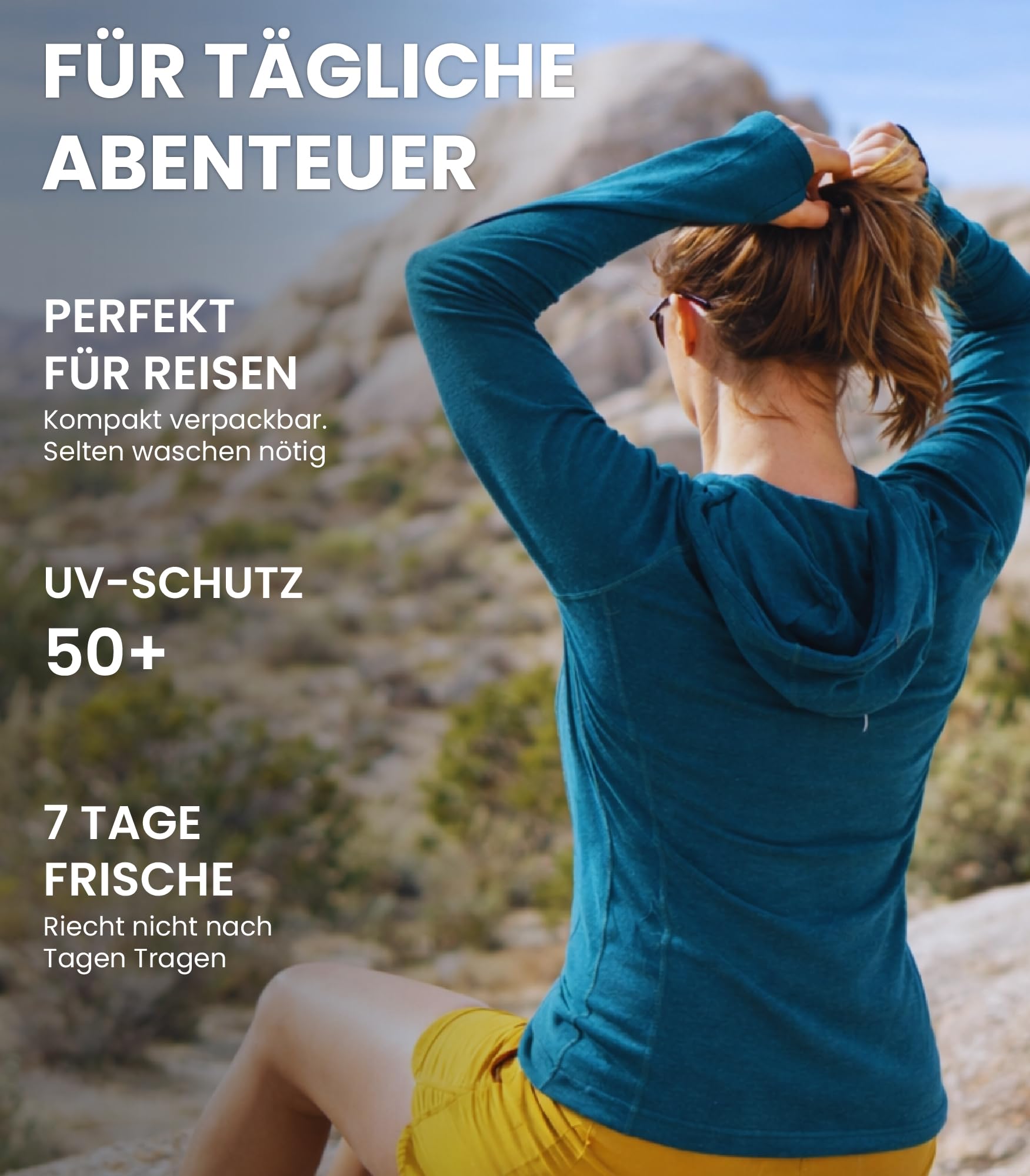Merino.tech Merino Kapuzenpullover Damen - Merino Hoodie, Thermo Shirt Damen Langarm mit Kapuze