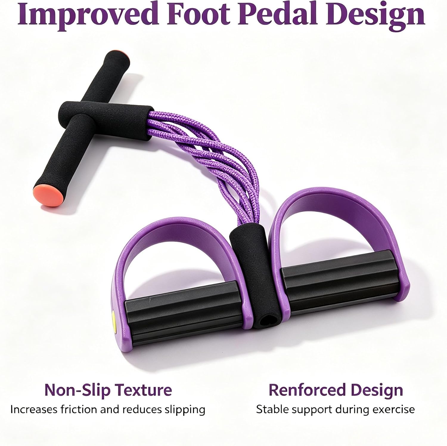 Pedal Resistance Band with Handles, 6-Tube Elastic Tension Rope, Natural Rubber Multifunction Exercise Band, Home Fitness Equipment for Yoga, Stretching, Abdomen Waist Arm Leg Training