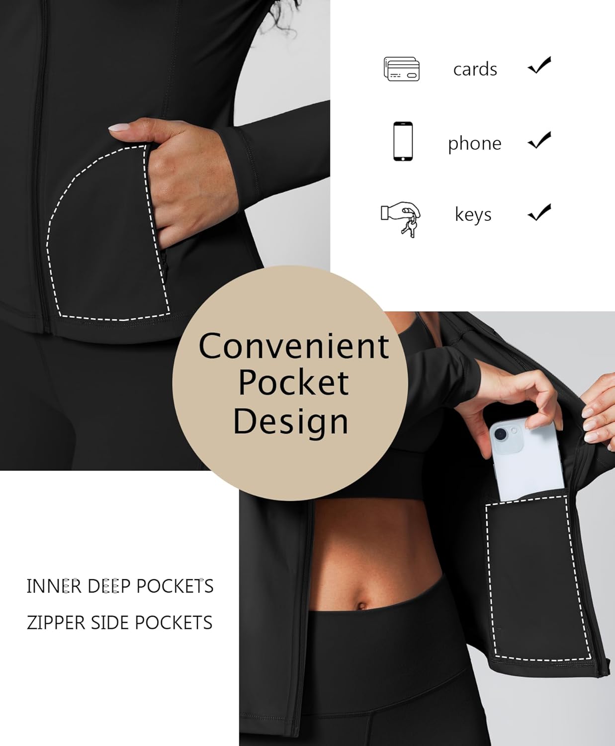 BRXL Women's Workout Jackets Zip Up Track Jacket Slim Fit Athletic Yoga Jackets with Pockets No Thumb Holes - Image 3