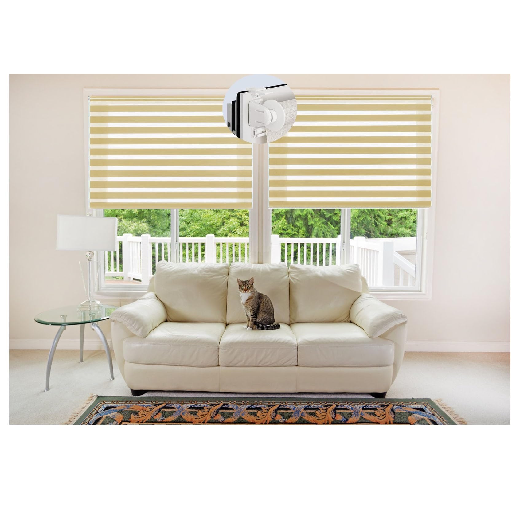 Store occultant et isolant thermique double tissu beige 105x240 cm