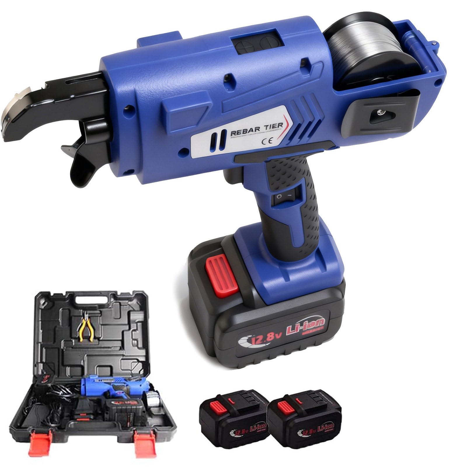 SOTIKARERY Rebar Tie Gun 12.8V, 0.3-1.3in/8-34mm, Automatic Rebar Tying Tool, 2pcs 4400mAh Battery, 0.8S a Knot, for buildings,orchards, garden, botanical gardens, farms, etc.