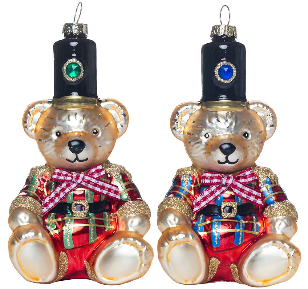 Amazon.co.jp: 2ピース ガラステディベアオーナメント 手吹きガラス