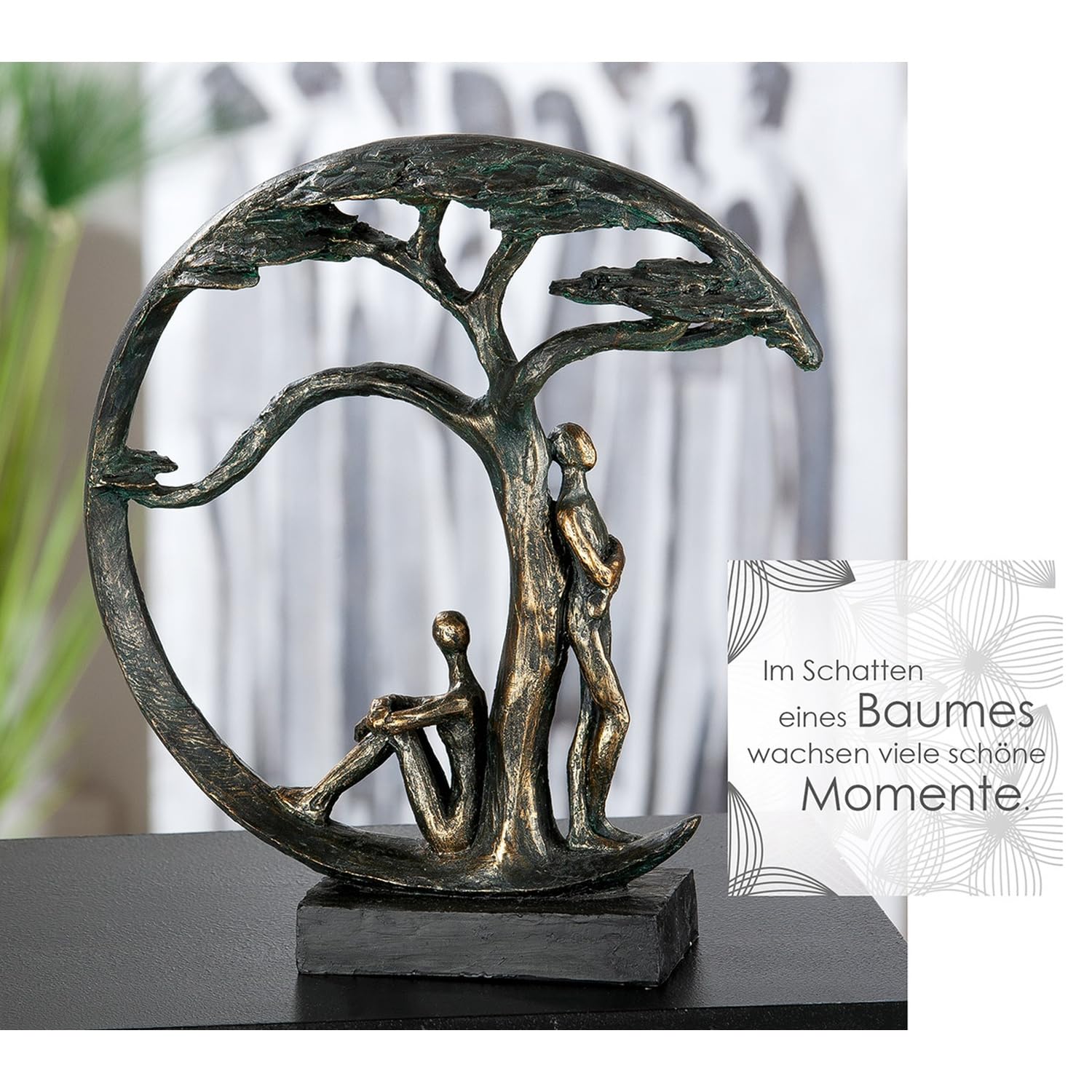Casablanca Skulptur Shadow, Deko Figur Bronze, Kunstharz Statue Wohnzimmer, Büro Dekoration H. 32 cm x B. 28 cm - Moderne Skulpturen Couple, Liebe, Hochzeit, Valentinstag