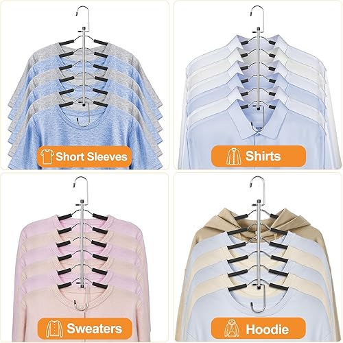 Miniatura 6 de TOPIA HANGER Percha para ropa que ahorra espacio, perchas de 6 niveles para camisas que ahorran espacio sin golpes, perchas acolchadas de espuma