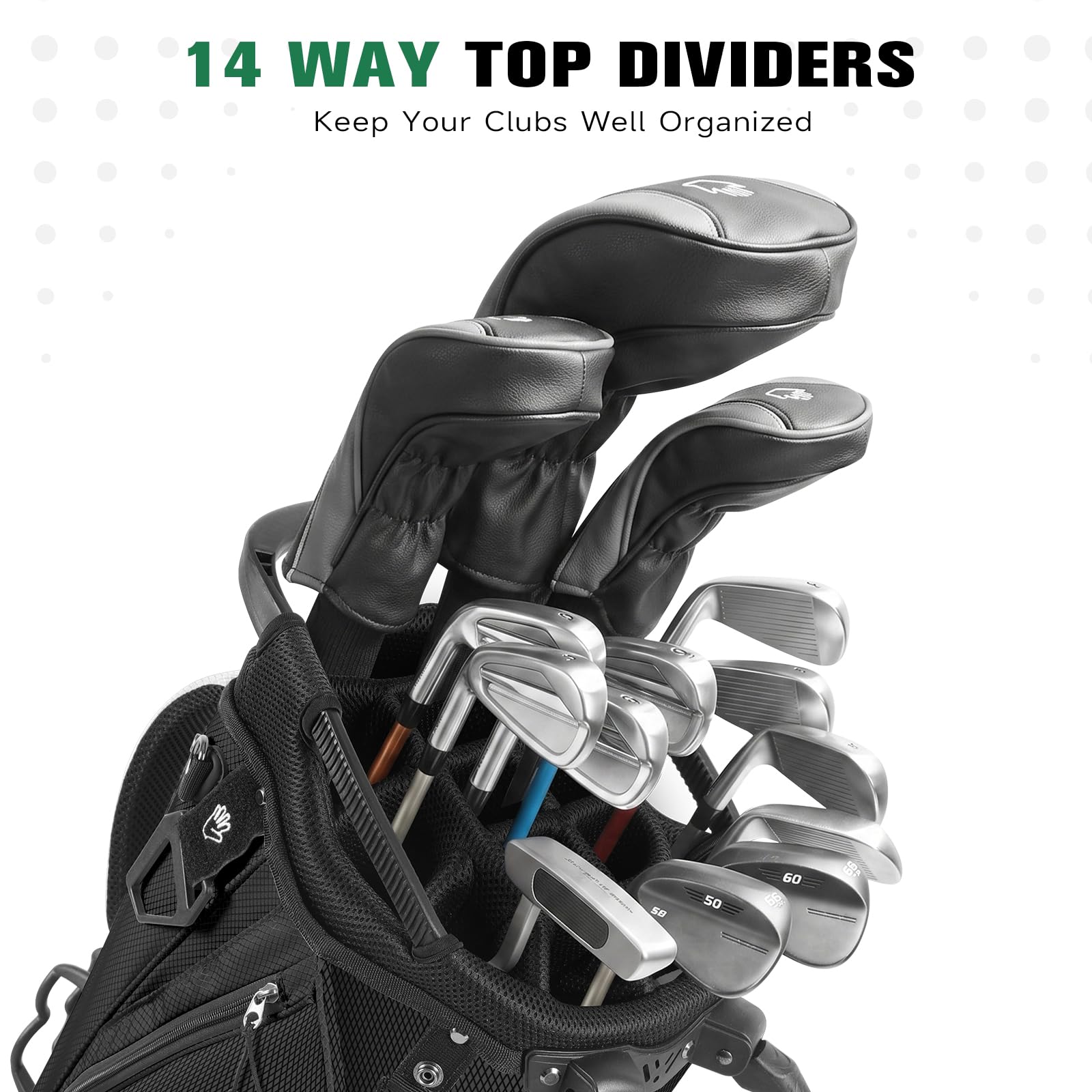 Findway Golf Bag, 14er Unterteilung Golf Stand Carry Trolley Bag, Golf Hybrid Bag Golftasche, leichte Pencil Bag tragbar für Männer & Frauen