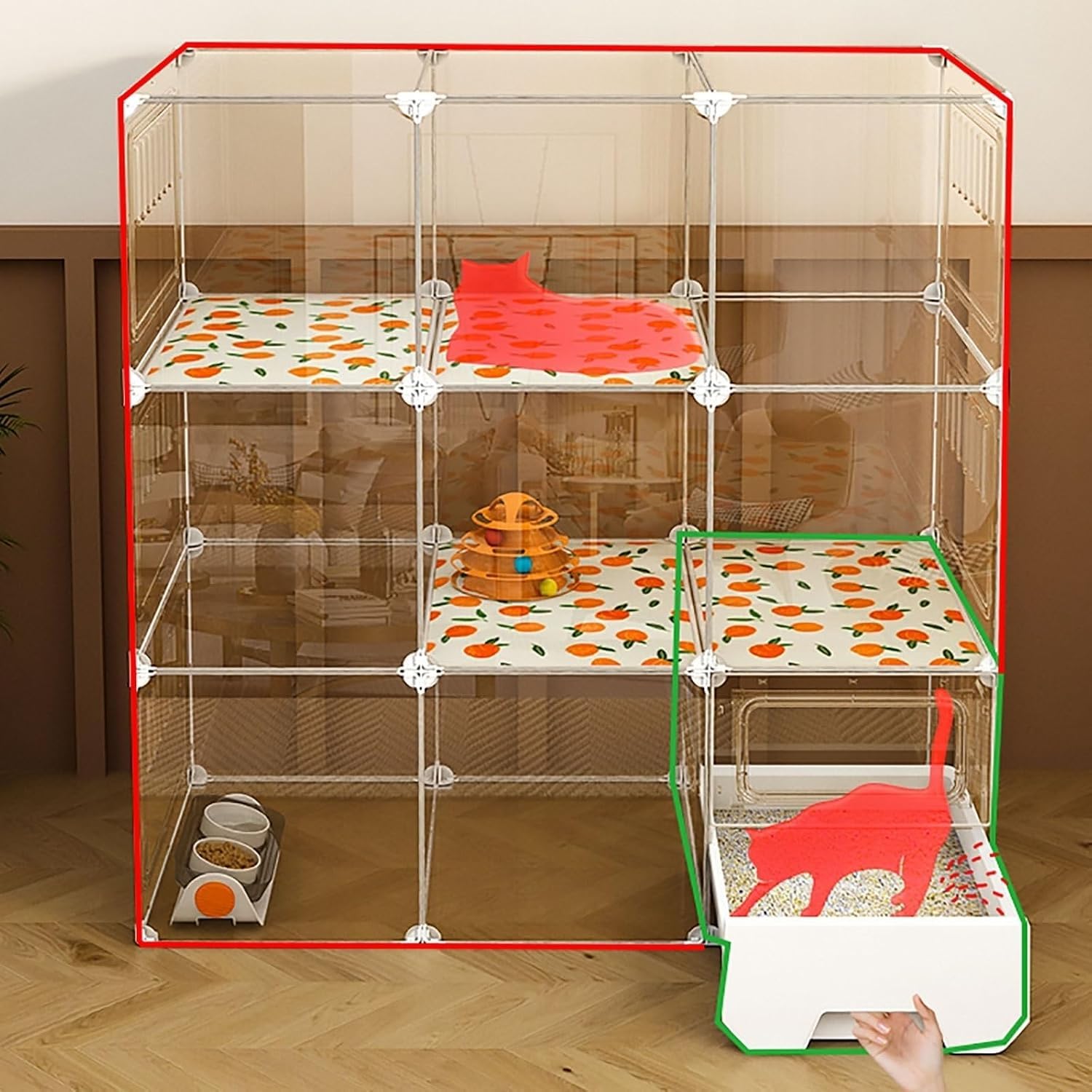 Gabbia for Animali Domestici: Rete Metallica, Rimovibile e spaziosa(106x46.5x106cm)