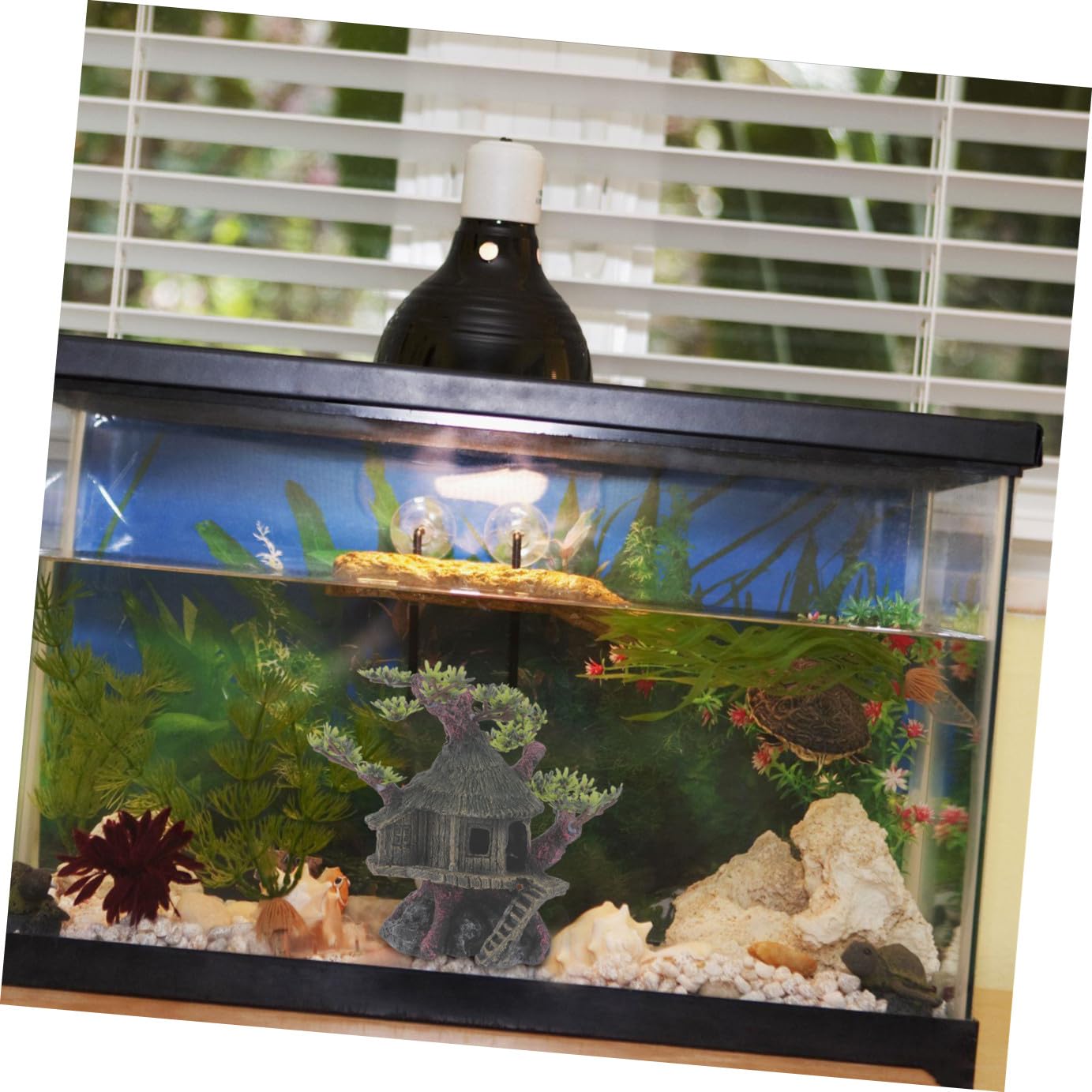 Housoutil Aquarien-Dekoration Aus Kunstharz Aquarium-Ornament Aquariumhaus-Ornament Für Süß Und Meerwasser Dekoration Für Fischbecken Und Wohnmöbel