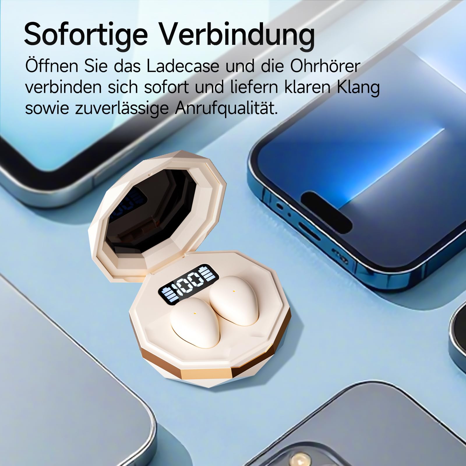 Schlafkopfhörer Bluetooth 6.0 – Mini Kabellose Kopfhörer zum Schlafen, Komfortabel & Leicht, Lang anhaltender Akku, Für Training, Arbeit & Reisen, Mit Leistungsanzeige（Weiß）