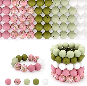 100 Pcs 15mm Silicone Beads for Keychain,Pens,Crafts Making