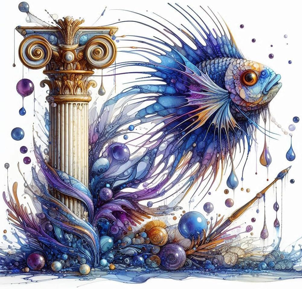 Anuver Fish Diamond Painting Kits for Adults, 5D DIY Diamond Art Kits for Beginners, Full Drill Diamond Painting Kits for Home Wall Decor, 12x12 Inch