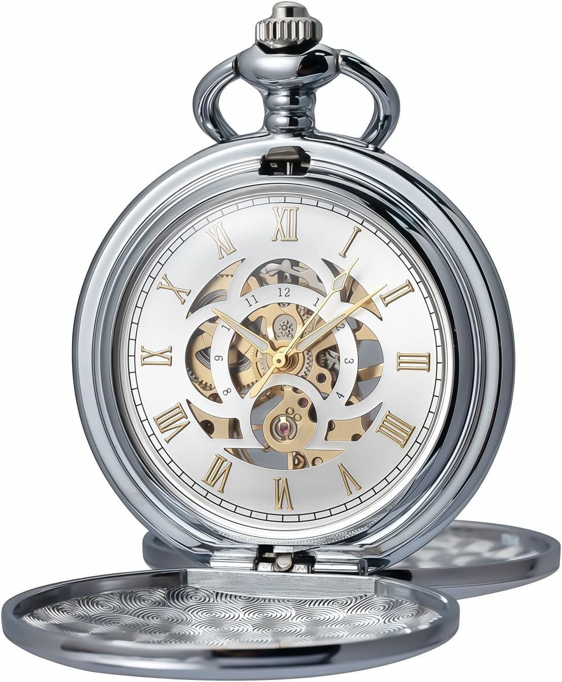 Mechanical Pocket Watch with Chain – Retro Smooth Classic Handwind – Roman Numerals for Men & Women