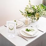 Lawei 10 PCS Cadres d'image debout à double face 4x6 Inch, en vrac de cadre de photo de pédalier en plastique, porte-photo vertical blanc avec inserts & Base, Cadres d'affichage pour le mariage, Table