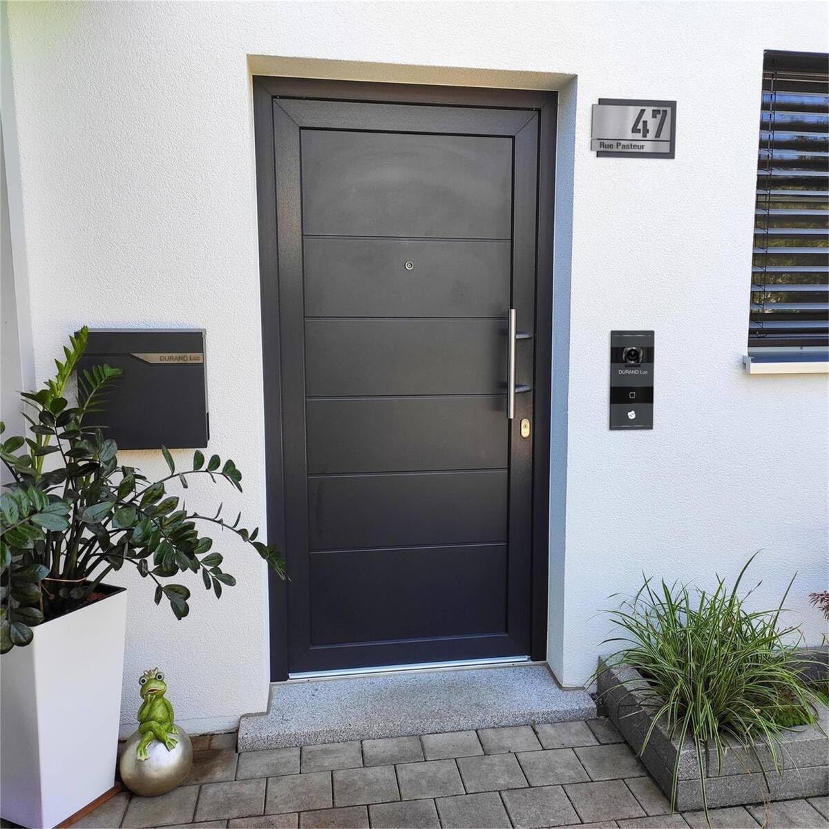 Metzler® numéro de maison en acier inoxydable avec effet 3D et gravure laser résistante gris anthracite RAL 7016 – robustesse extérieure facile à entretenir – personnalisation adresse