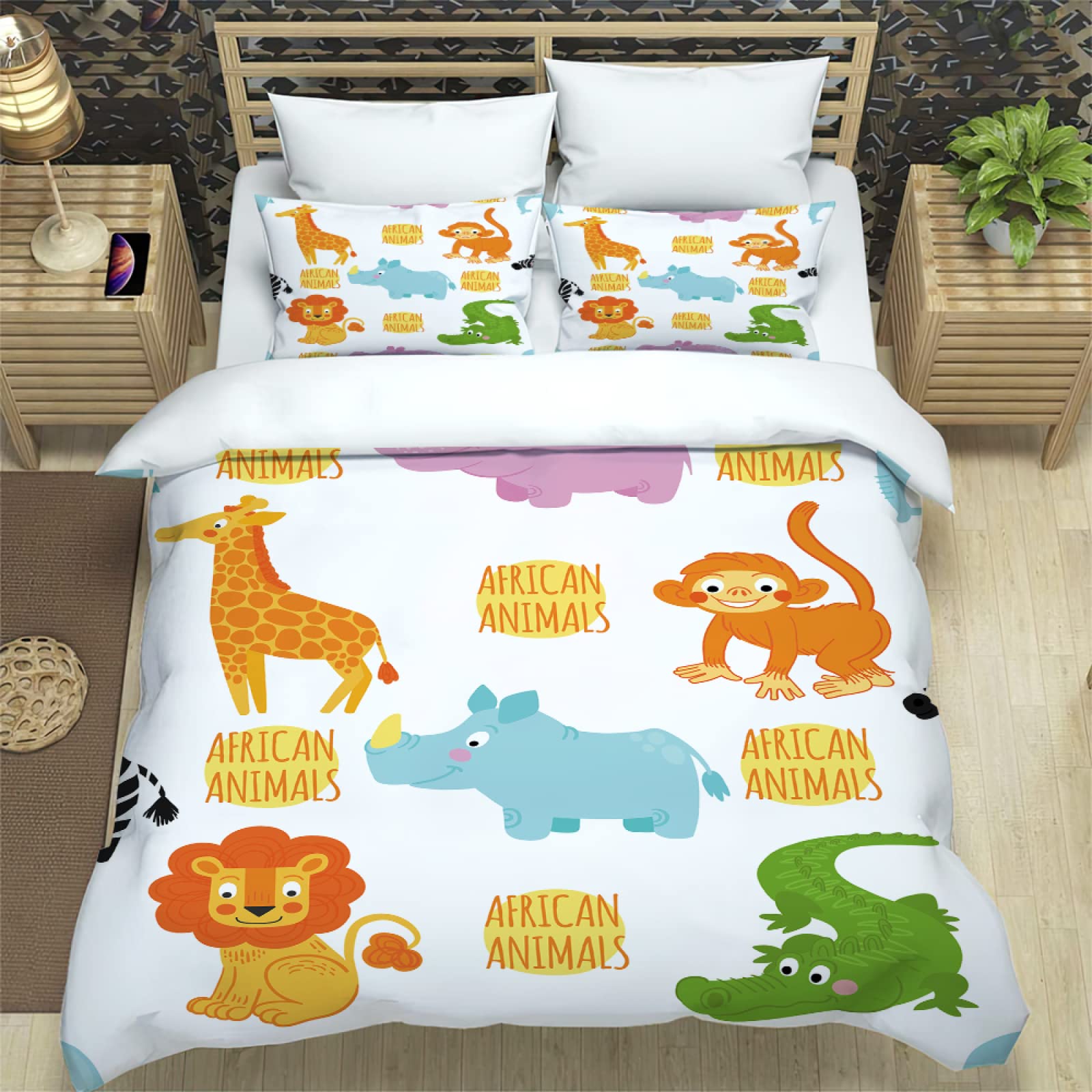 SunYe 3D Digital Printing Single-Sided Printing Process Cartoon Animal Printing Duvet Cover Comfortable And Breathable Bedding With Invisible Zipper Bedroom Hotel Homestay Universal