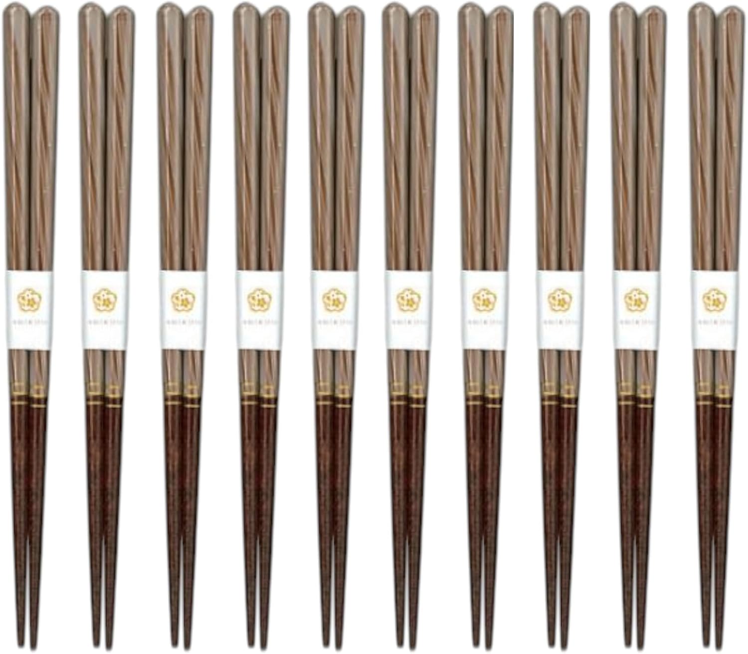 J-kitchens Chopsticks Set of 10 Pairs, For Lunches, Picnics, Excursions, Sports Events, Guests, Wooden, Tensei, Gray, 7.1 inches (18.0 cm), Dishwasher Safe, Made in Japan