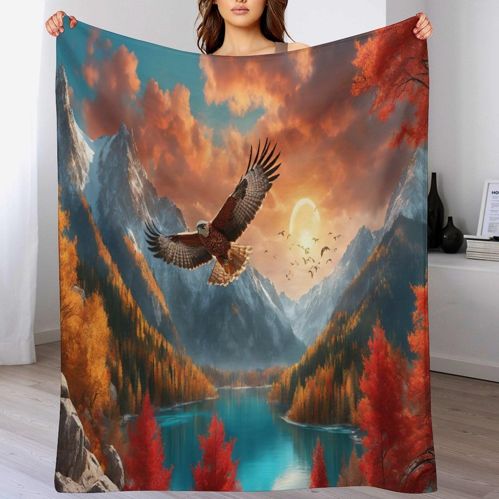 Couverture polaire aigle pour des soirées cocooning chaleureuses au salon