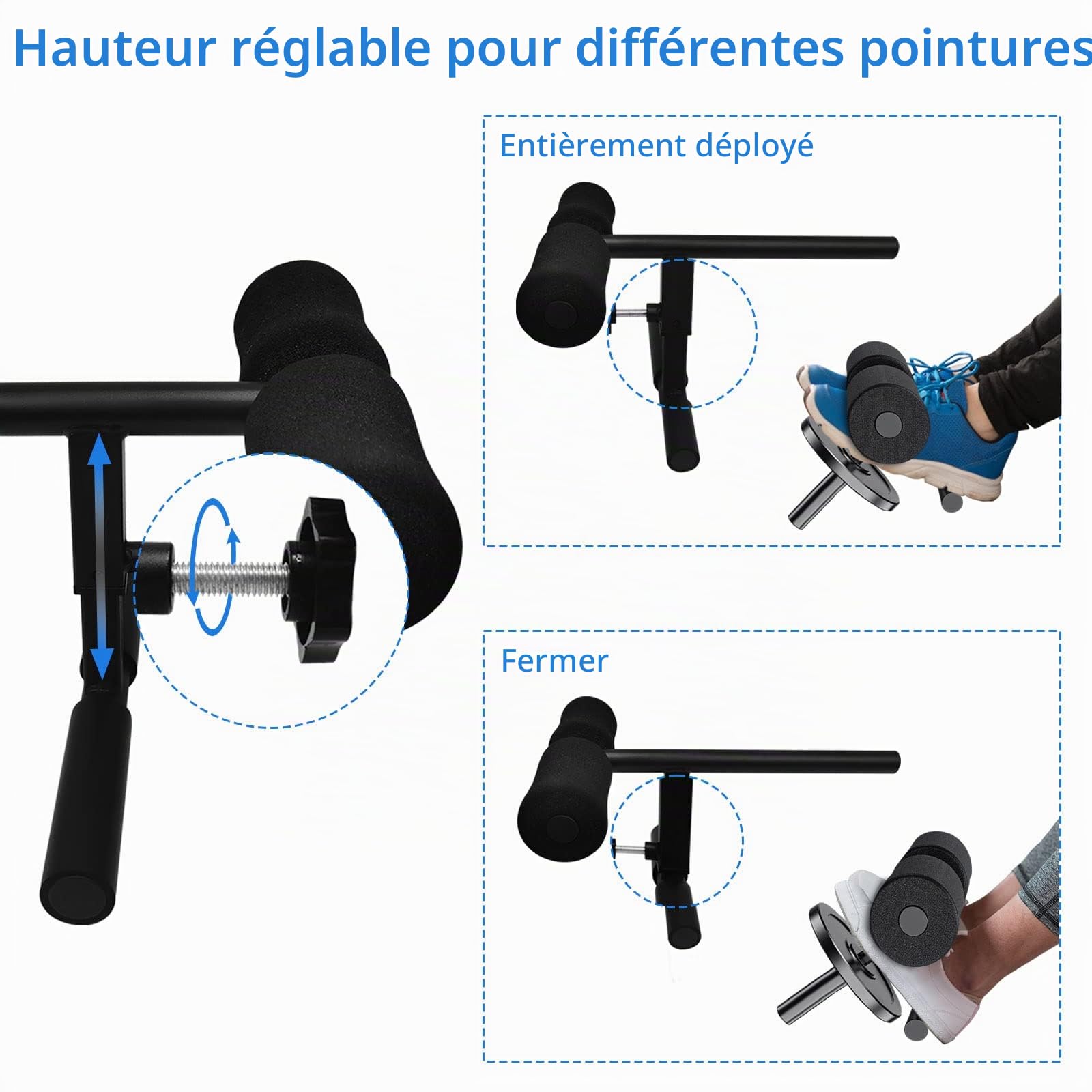 Tib Bar Tibialis Trainer, Topfinder Entraînement du Muscle Tibial Antérieur Réglable Knees Over Toes Calf Raise Machine Entraîneur de Tibia Barre Tibialis
